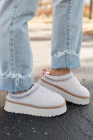 Plush Slide On Shoes - Winter White - Celeste