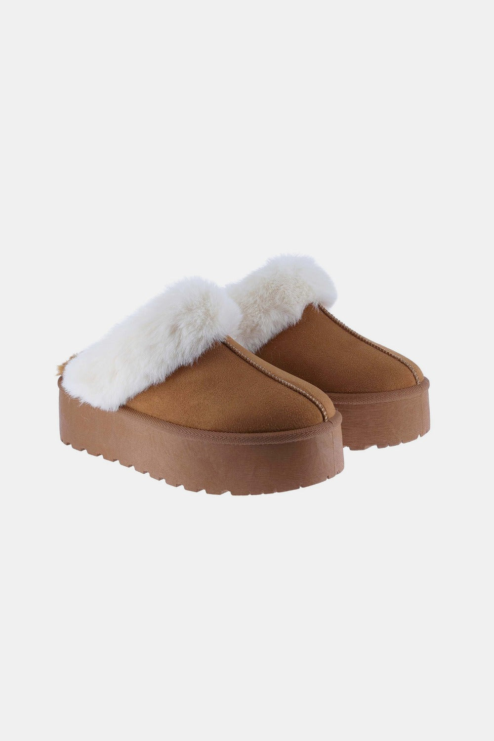 Weeboo Thick Bottom Fur Trim Snow Slippers - Celeste    