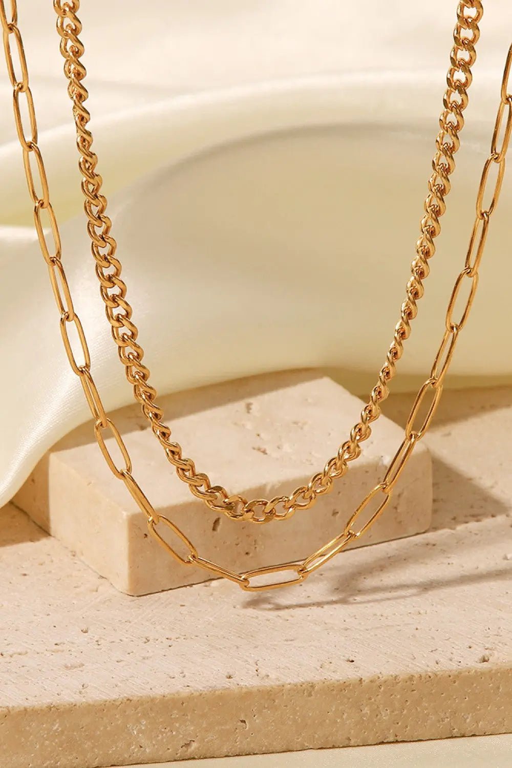 18K Gold Plated Layered Chain Necklace - Celeste