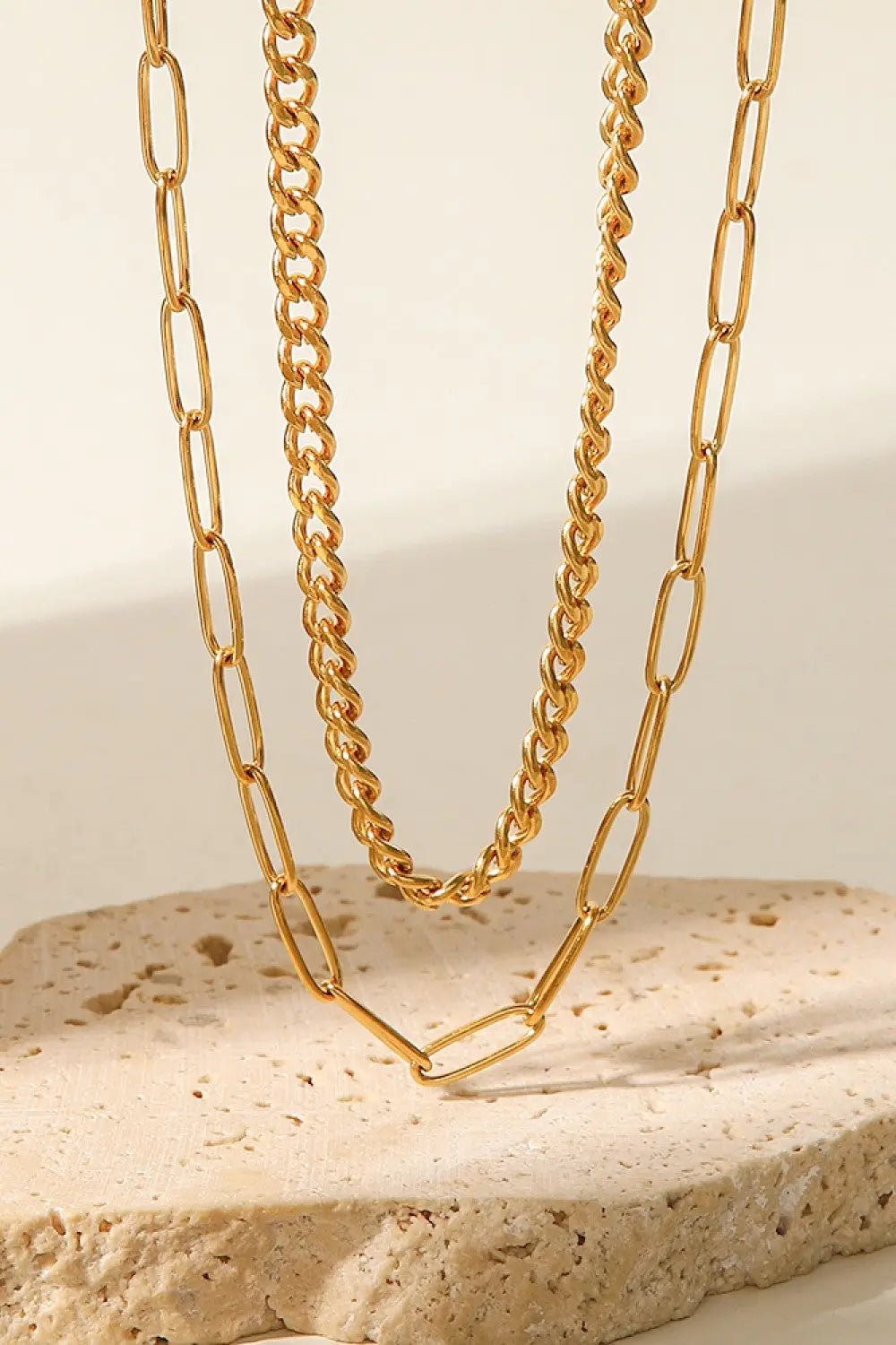 18K Gold Plated Layered Chain Necklace - Celeste