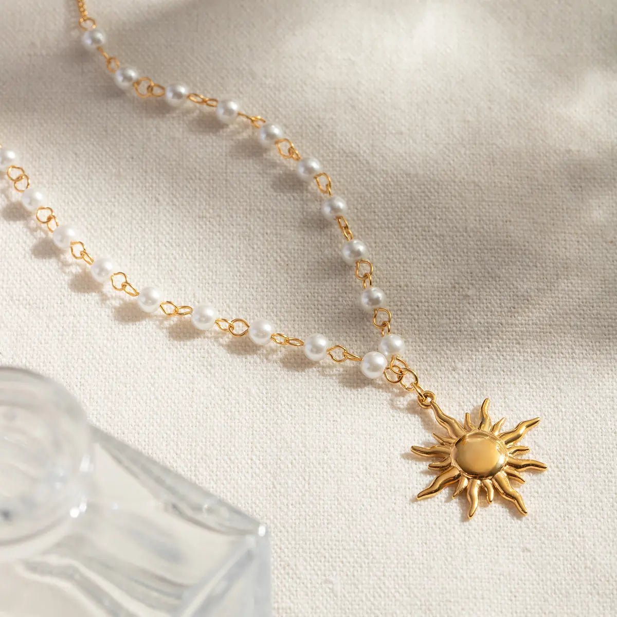 18K Gold - Plated Pearl Sun Necklace - Celeste