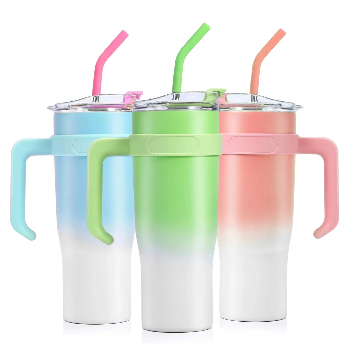 40 oz Tumbler with Handle and Straw - Celeste