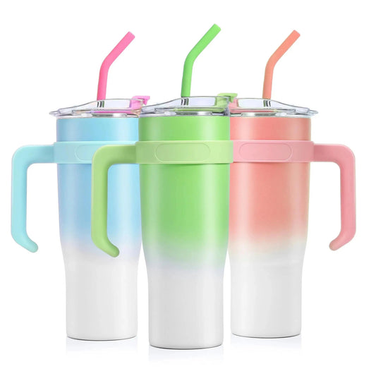 40 oz Tumbler with Handle and Straw - Celeste