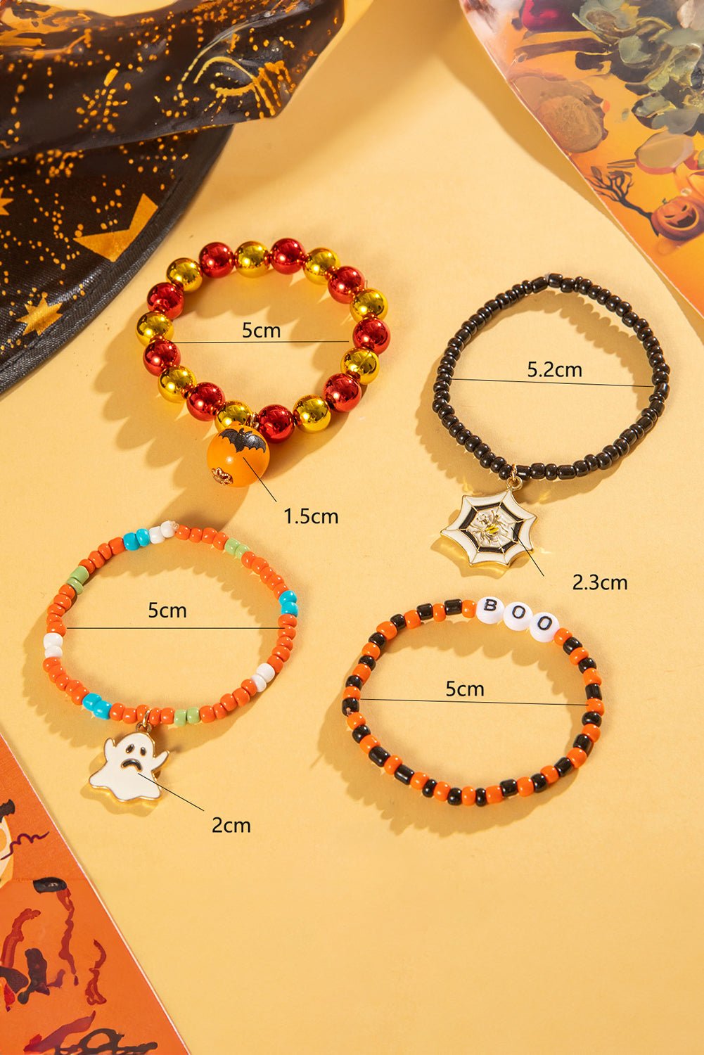 4pcs Halloween Bracelet Set - Orange - Celeste