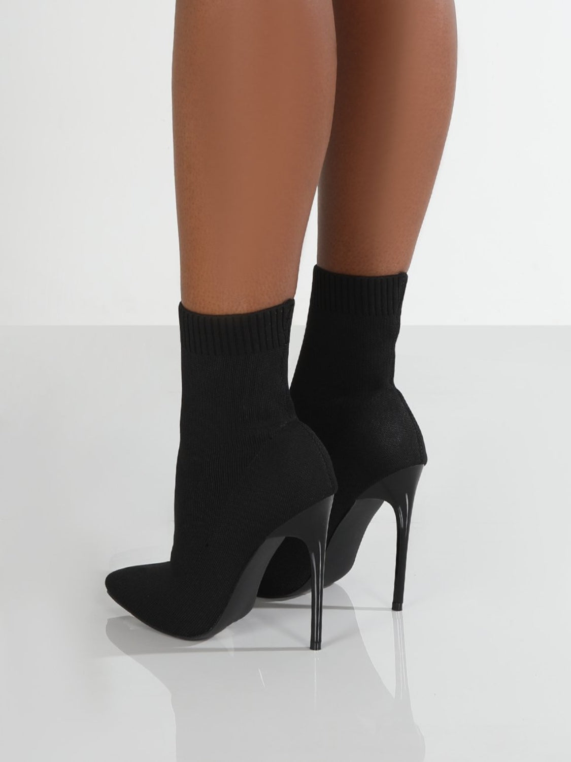 Mesh Point Toe Stiletto Boots - Celeste    