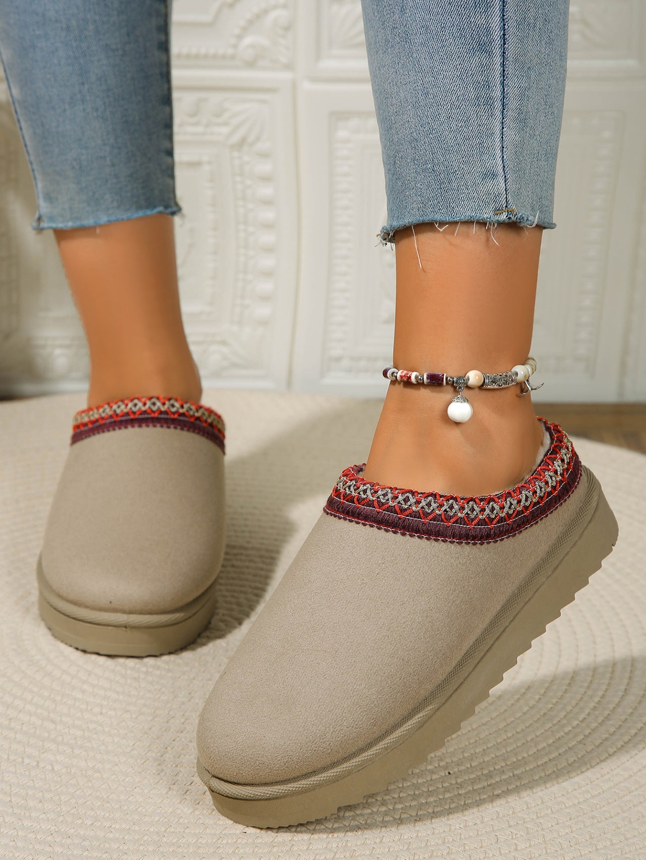 Round Toe Platform Slippers - Celeste    