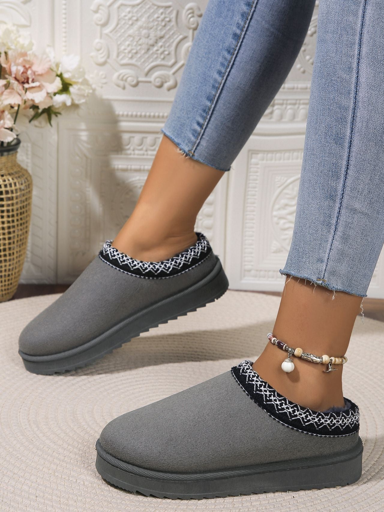 Round Toe Platform Slippers - Celeste    