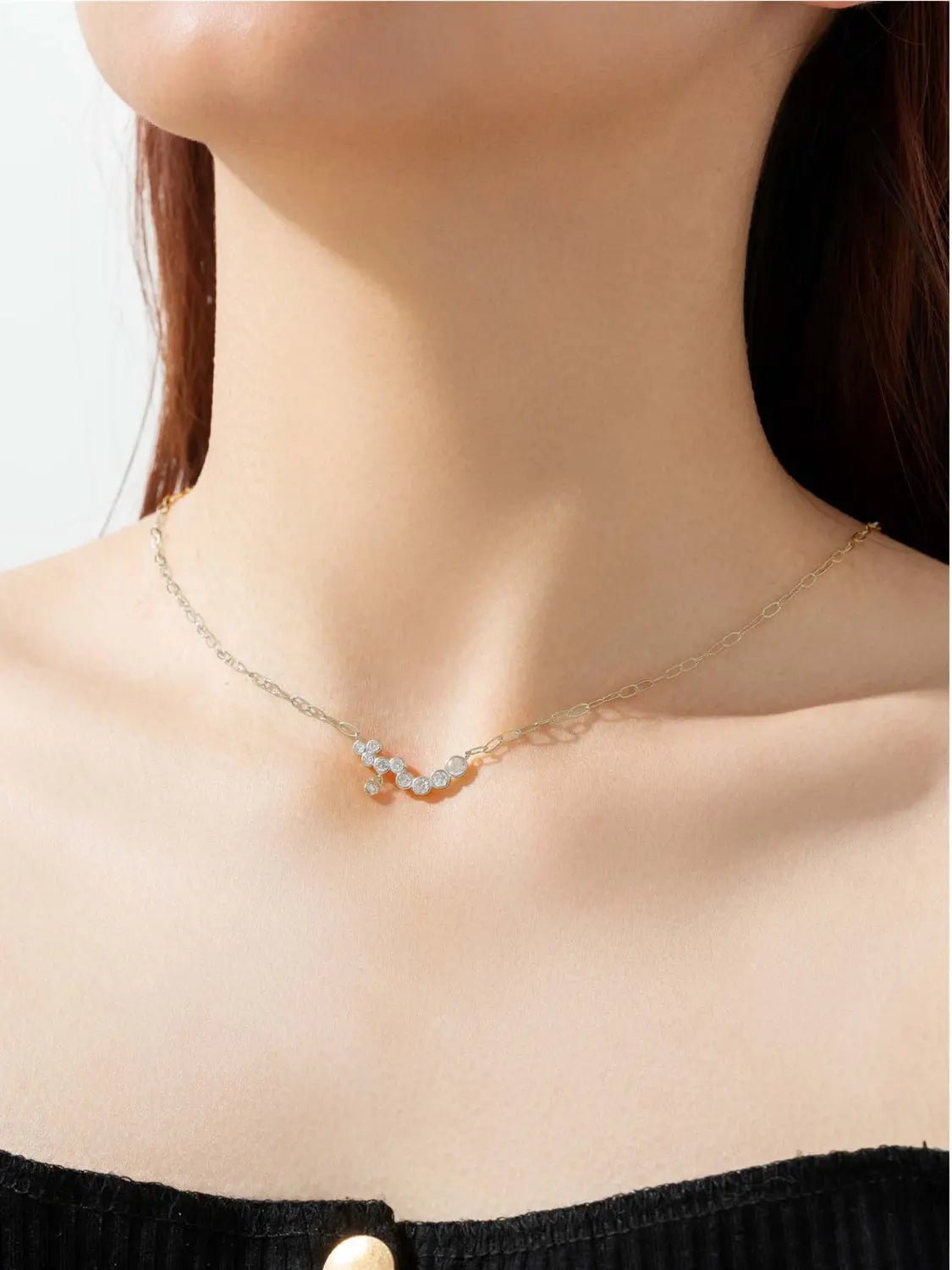 925 Sterling Silver Inlaid Zircon Necklace - Celeste