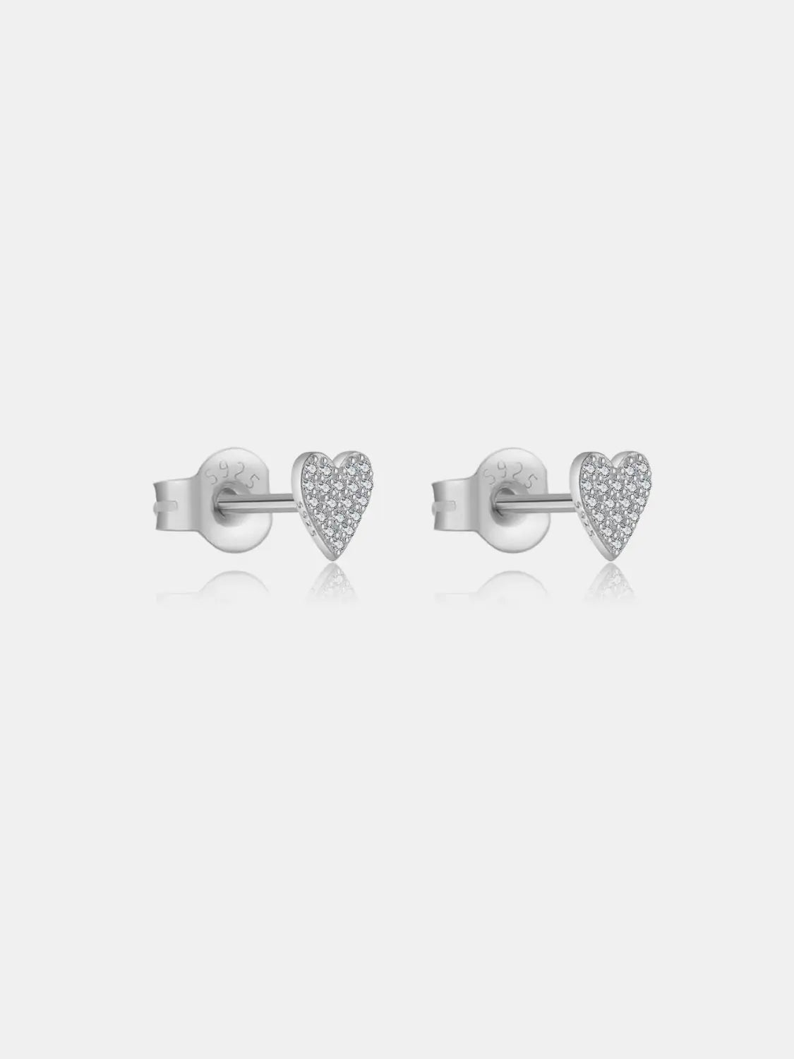 925 Sterling Silver Zircon Heart Stud Earrings - Celeste