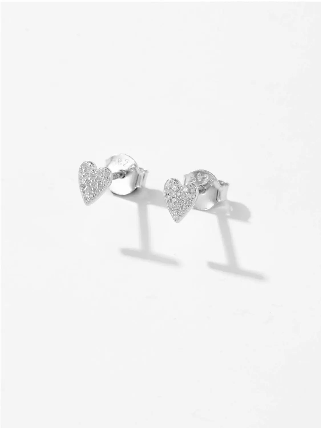 925 Sterling Silver Zircon Heart Stud Earrings - Celeste