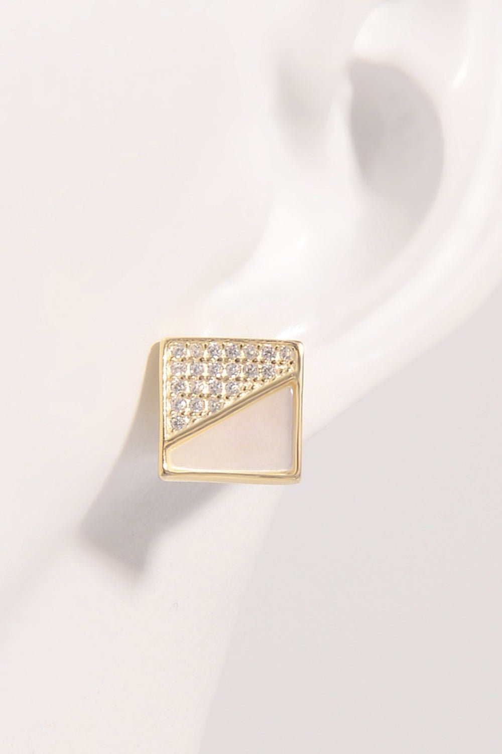 925 Sterling Silver Zircon Square Shape Earrings - Celeste