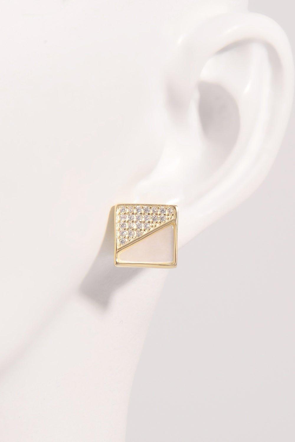 925 Sterling Silver Zircon Square Shape Earrings - Celeste