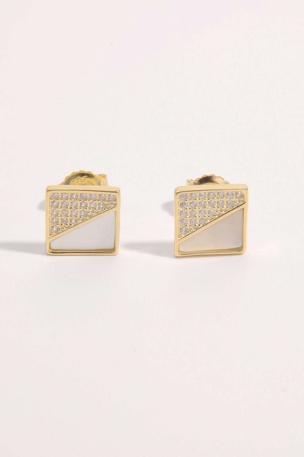 925 Sterling Silver Zircon Square Shape Earrings - Celeste