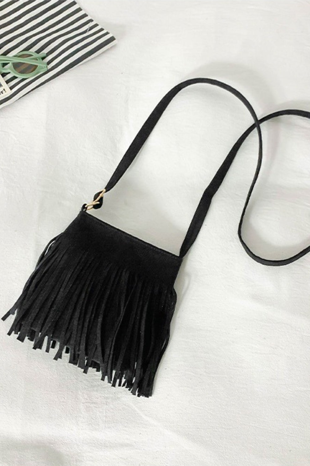 Adored PU Leather Crossbody Bag with Fringe - Celeste