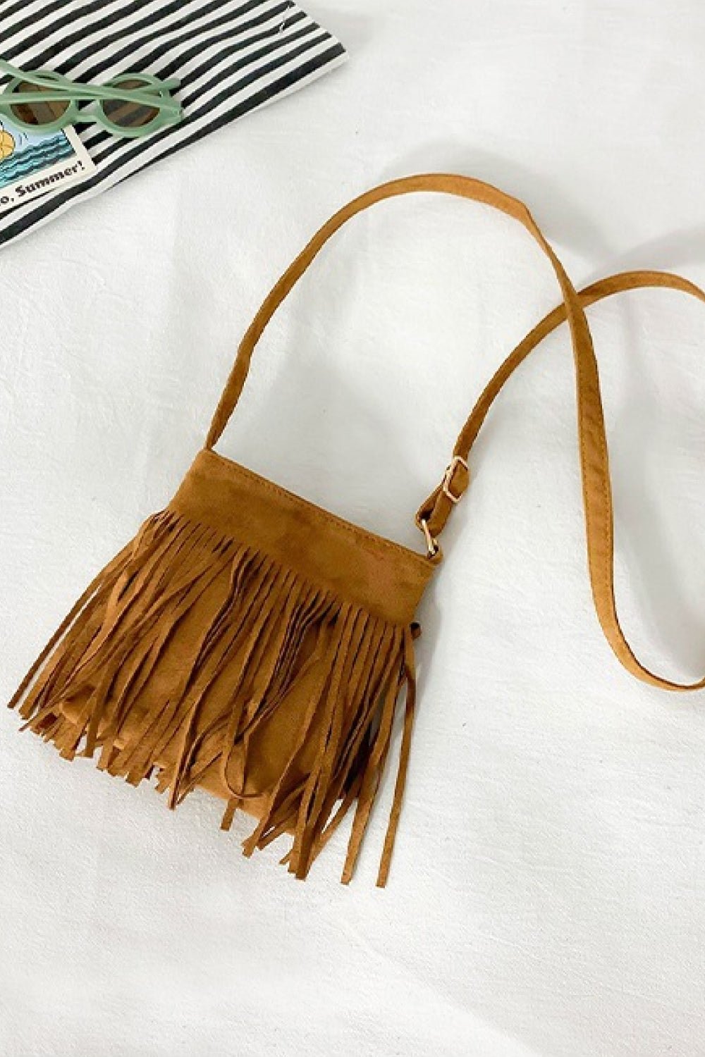 Adored PU Leather Crossbody Bag with Fringe - Celeste