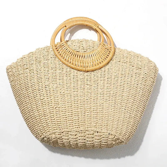 Akasha - Woven Straw Bag - Celeste