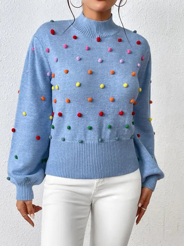 Beaded Knit Sweater - Celeste