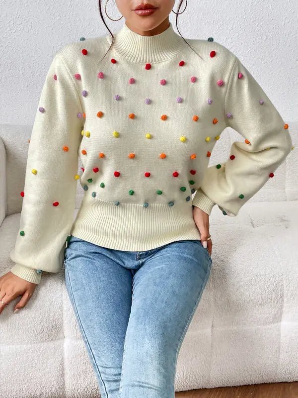 Beaded Knit Sweater - Celeste