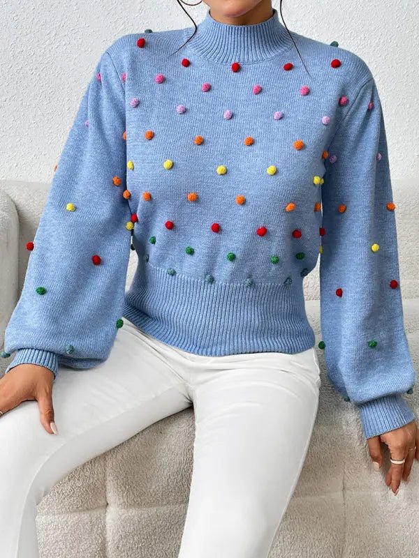 Beaded Knit Sweater - Celeste