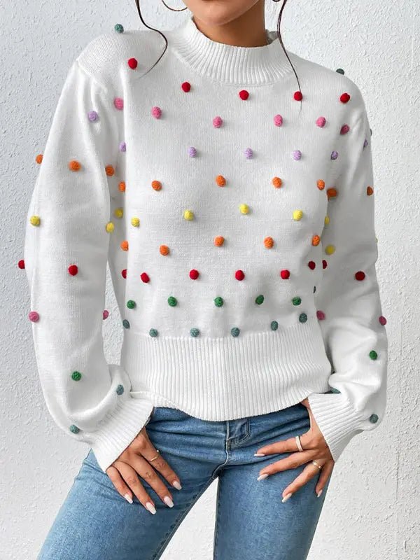 Beaded Knit Sweater - Celeste