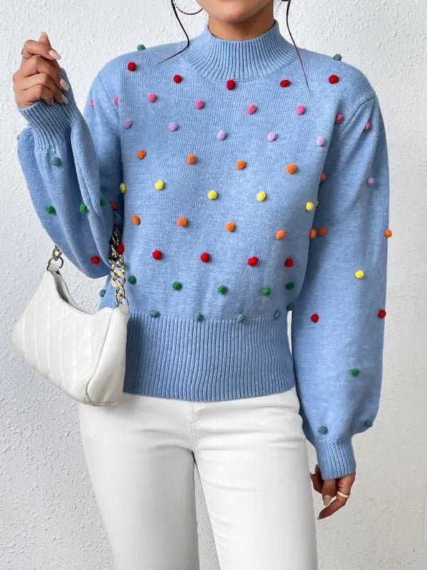 Beaded Knit Sweater - Celeste