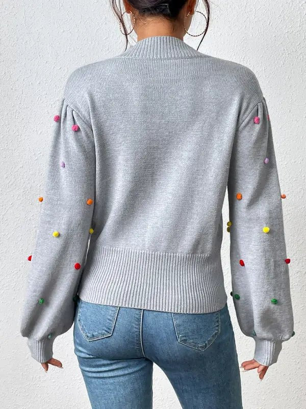 Beaded Knit Sweater - Celeste