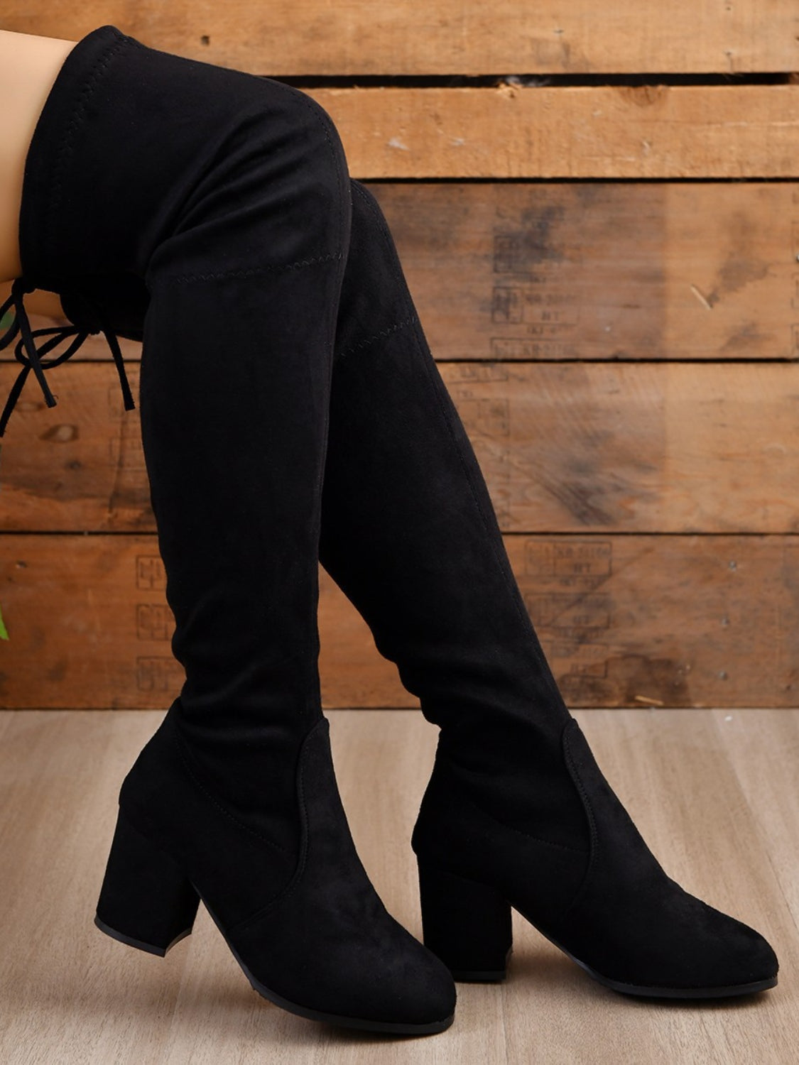 Round Toe Block Heel Boots - Celeste    