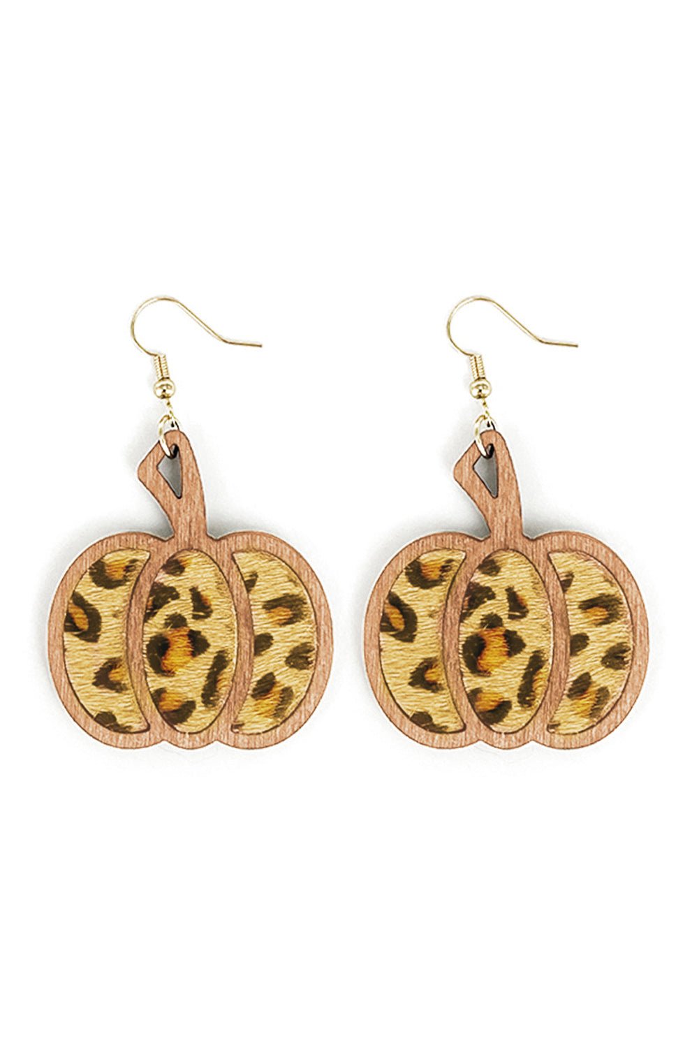 Brown Animal Print Pumpkin Shape Drop Earrings - Celeste