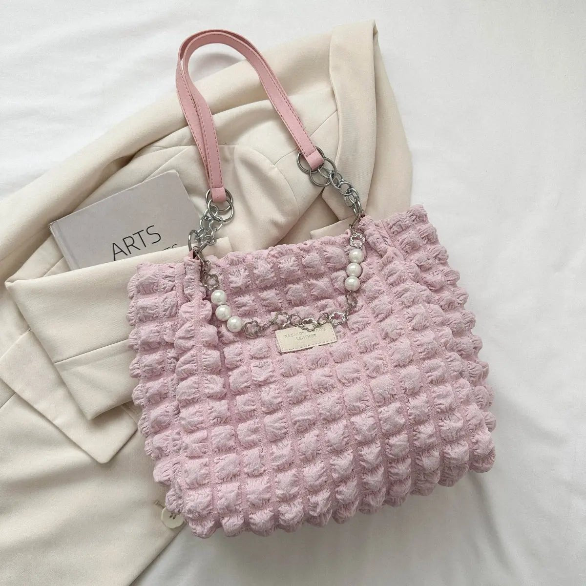 Bubble Textured Tote Bag - Celeste