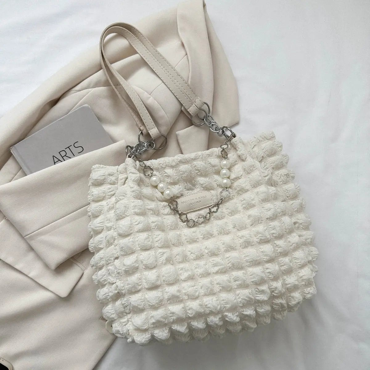 Bubble Textured Tote Bag - Celeste