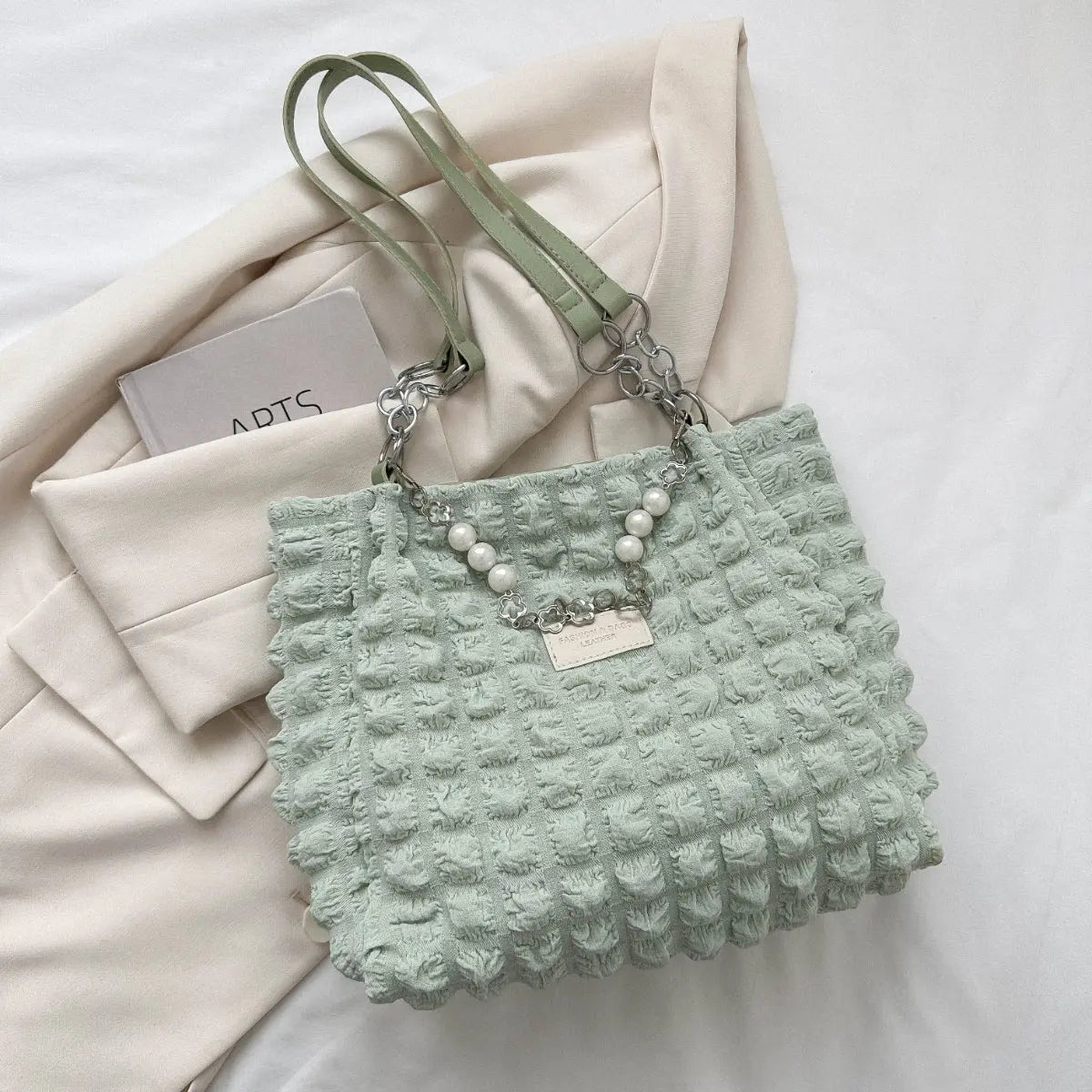 Bubble Textured Tote Bag - Celeste