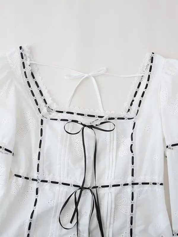 Classy - Bow Front White Top - Celeste