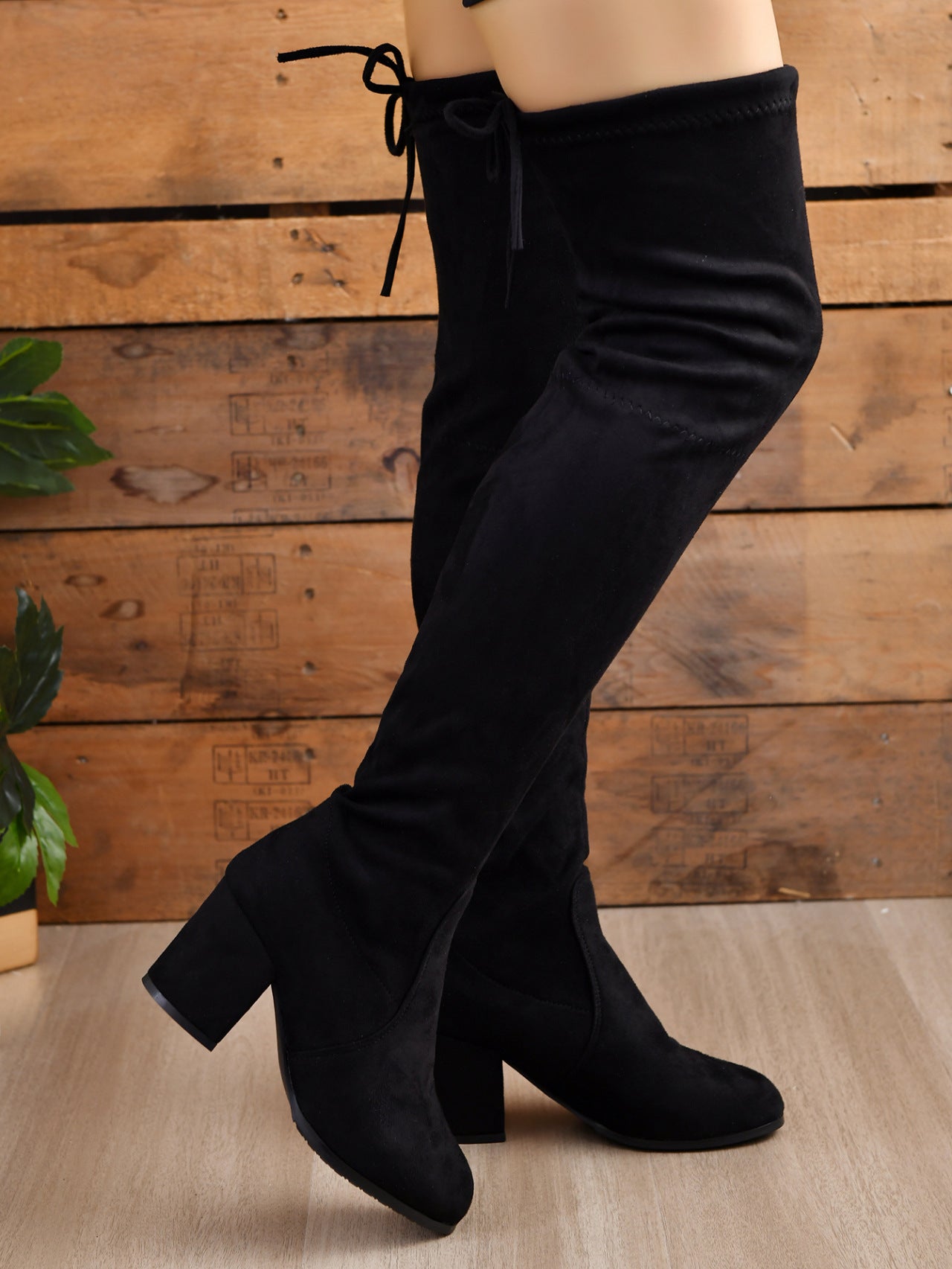 Round Toe Block Heel Boots - Celeste    