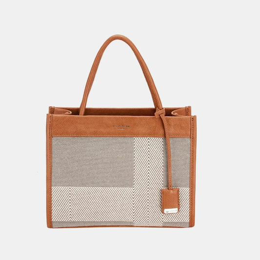 David Jones Striped Contrast Tote Bag - Celeste