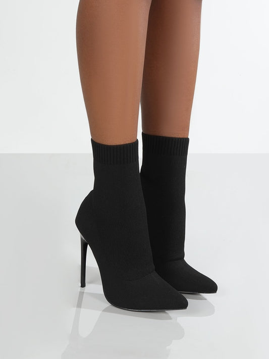 Mesh Point Toe Stiletto Boots - Celeste    