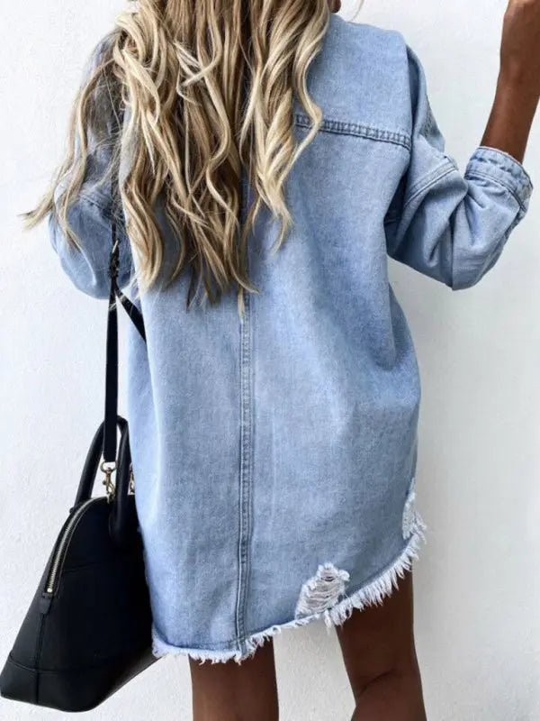 Denim - Distressed Top - Celeste    