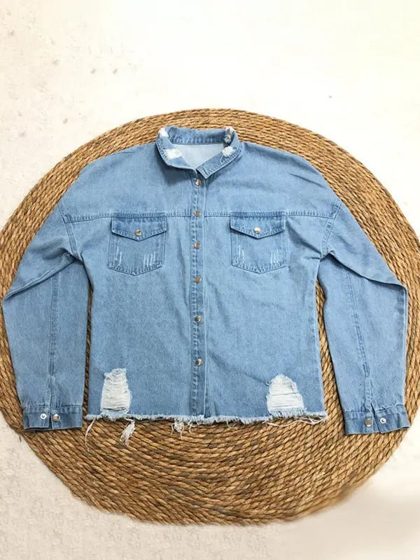 Denim - Distressed Top - Celeste    