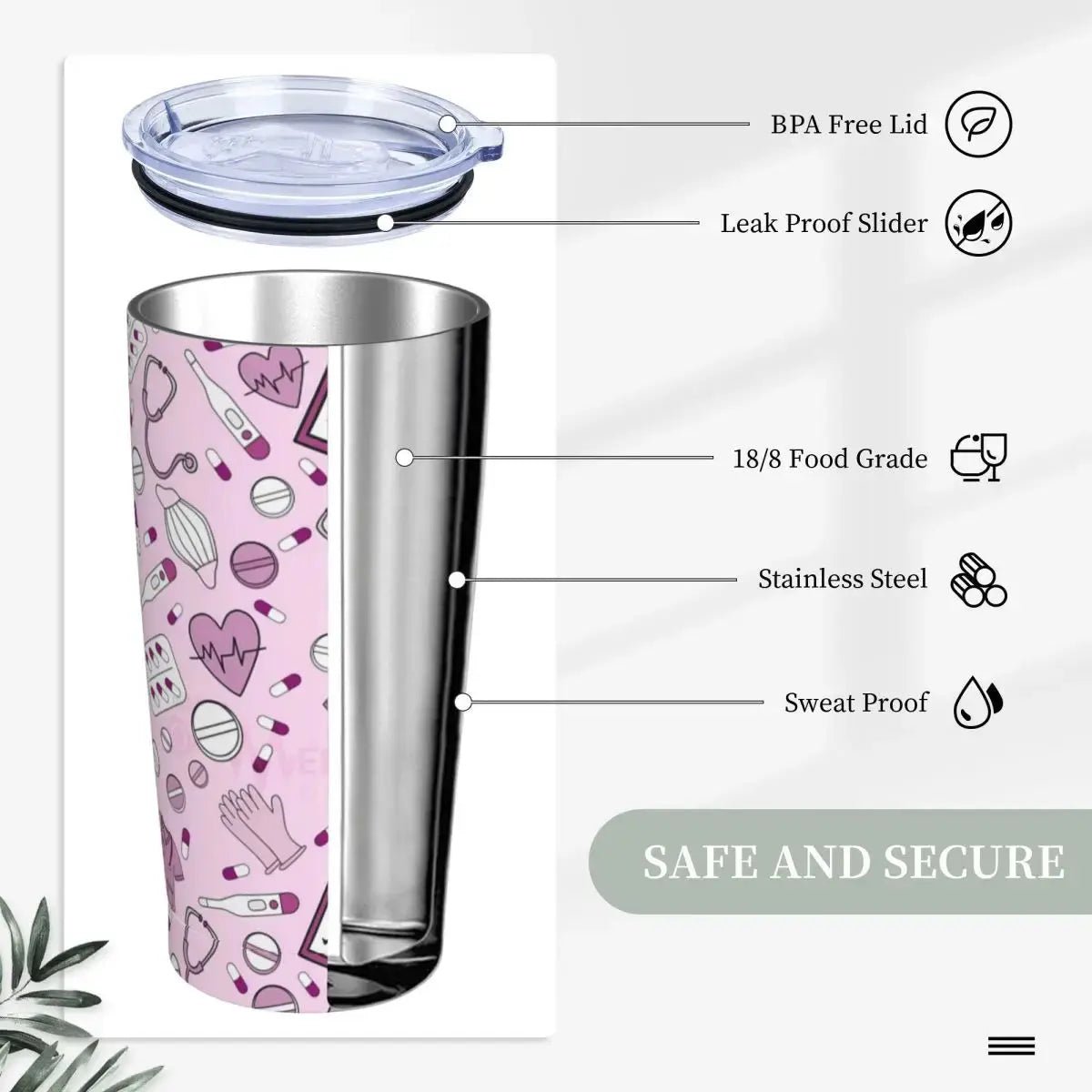 Doctor And Nurse Stainless Steel Tumbler 20 Oz - Celeste