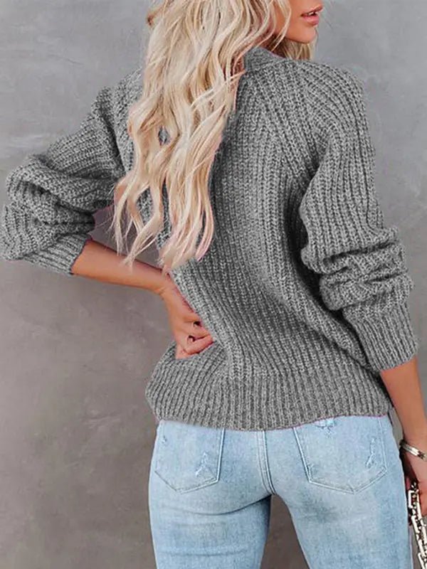 Double Breasted Button - Up Cardigan Sweater - Celeste