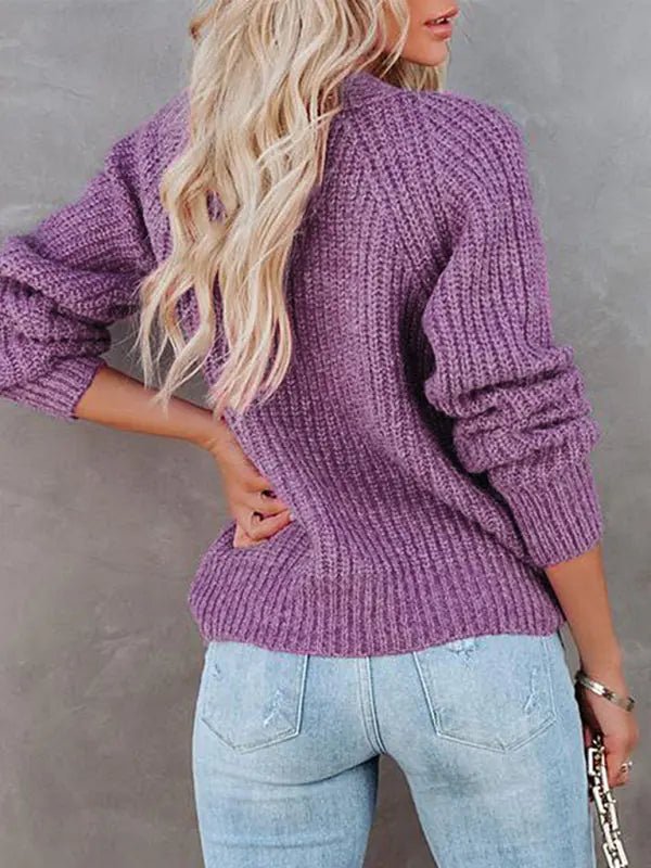 Double Breasted Button - Up Cardigan Sweater - Celeste