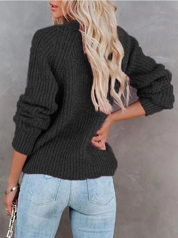 Double Breasted Button - Up Cardigan Sweater - Celeste