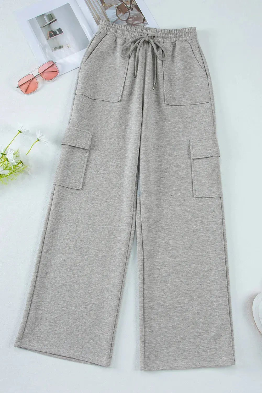 Drawstring Active Pants with Pockets - Celeste