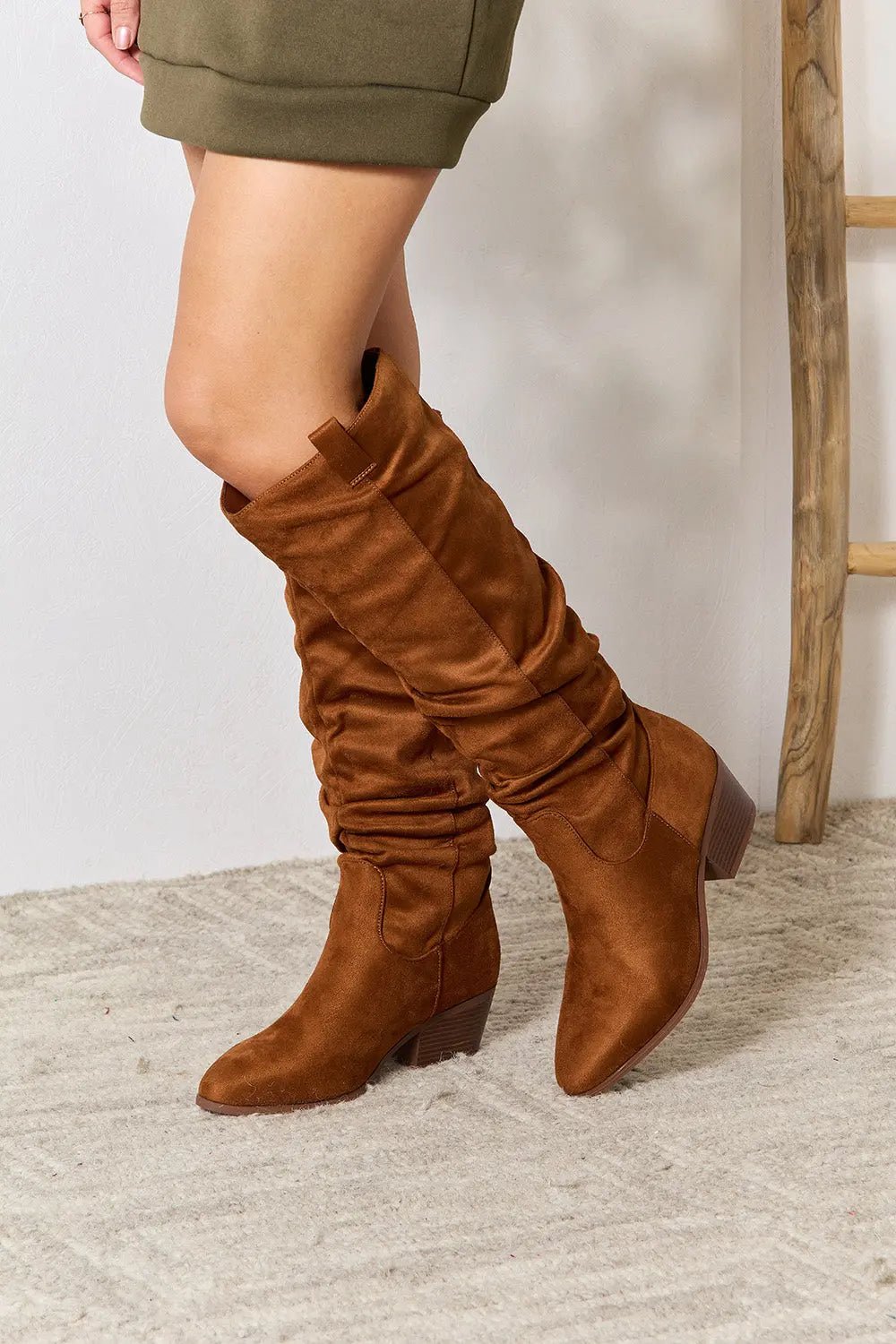 East Lion Corp Block Heel Knee High Boots - Celeste