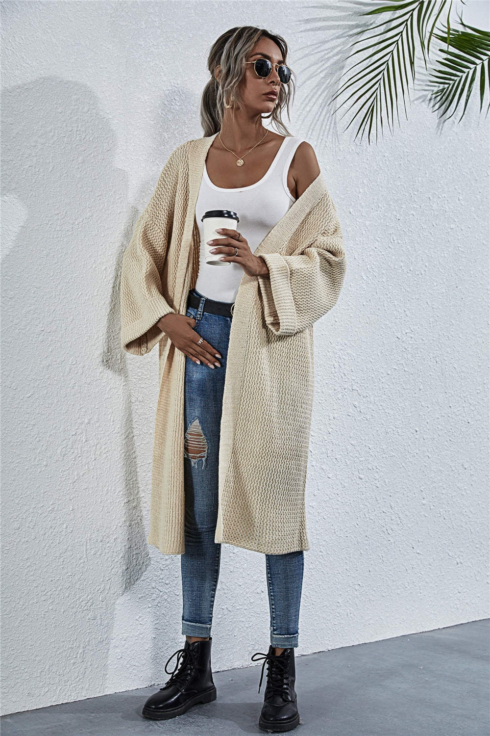 Open Front Long Sleeve Cardigan