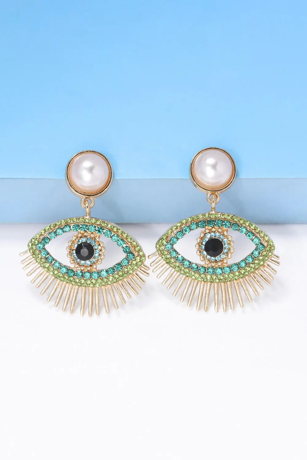 Evil Eye Shape Rhinestone Zinc Alloy Synthetic Dangle Earrings - Celeste