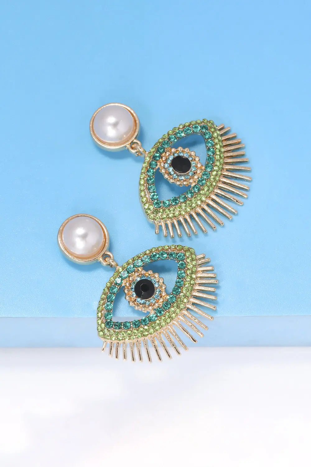 Evil Eye Shape Rhinestone Zinc Alloy Synthetic Dangle Earrings - Celeste