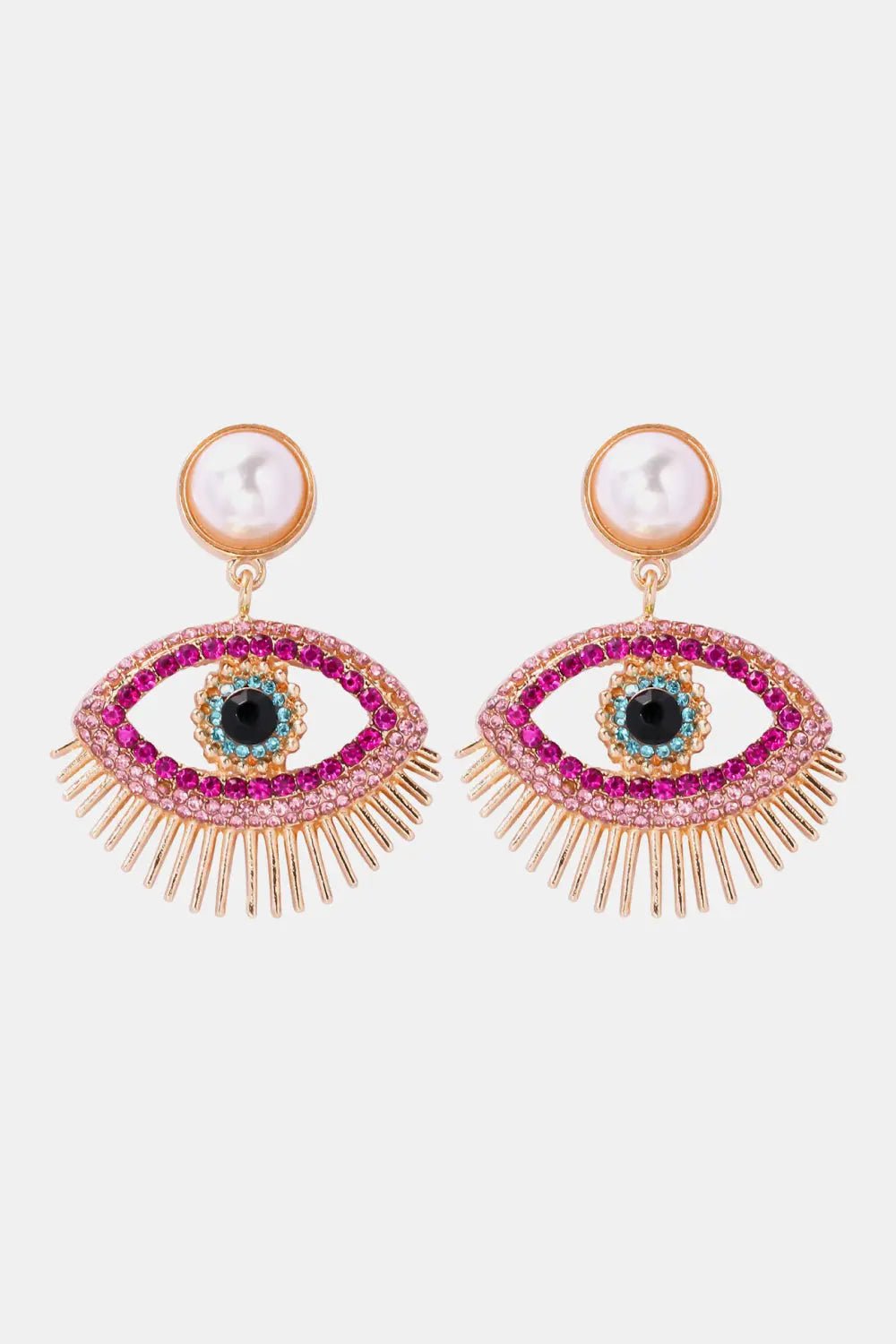 Evil Eye Shape Rhinestone Zinc Alloy Synthetic Dangle Earrings - Celeste