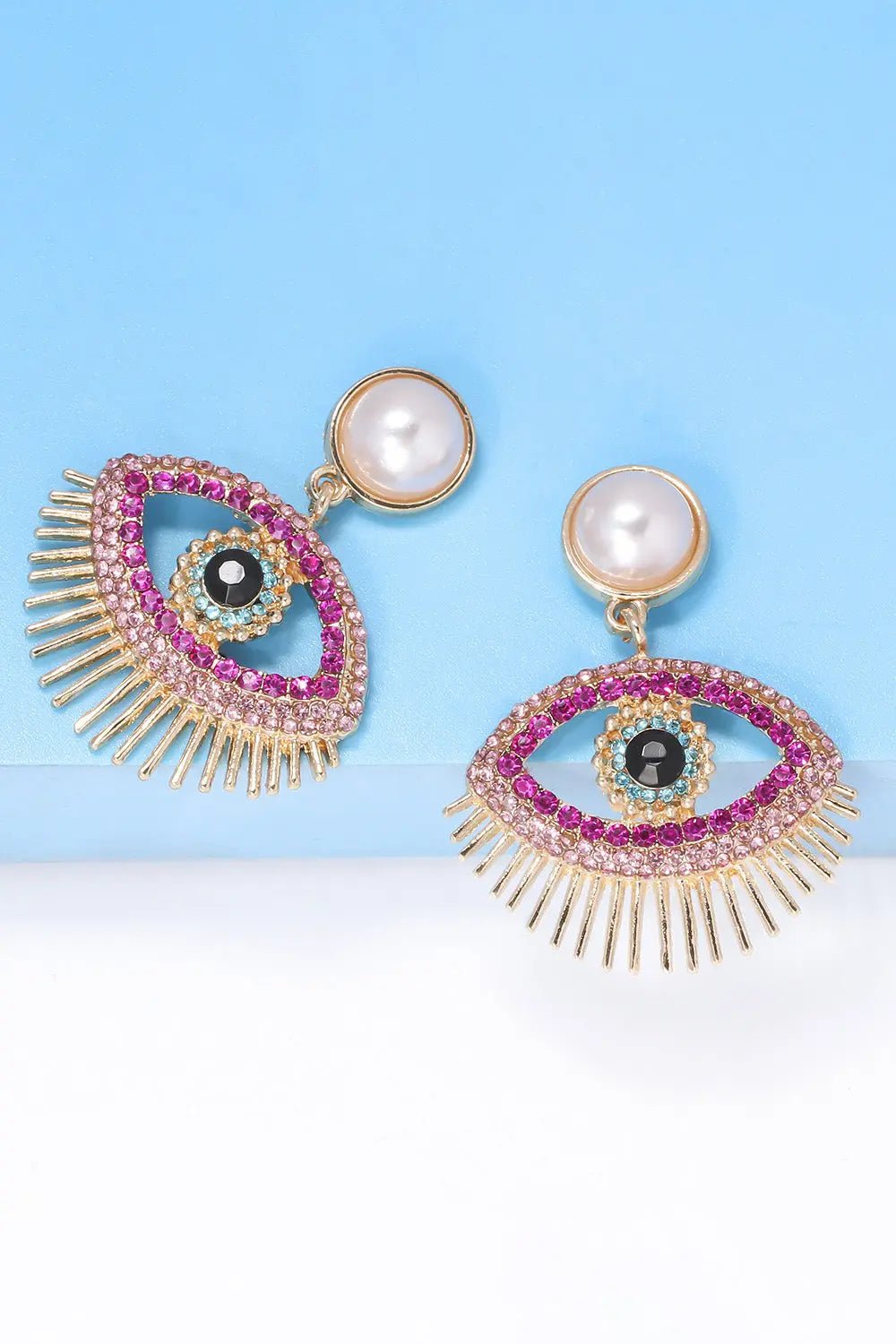 Evil Eye Shape Rhinestone Zinc Alloy Synthetic Dangle Earrings - Celeste