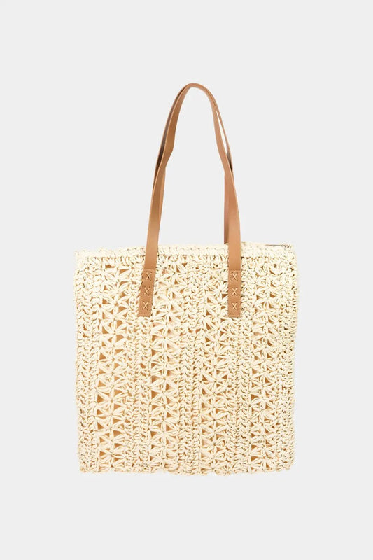 Fame Straw Braided Tote Bag - Celeste