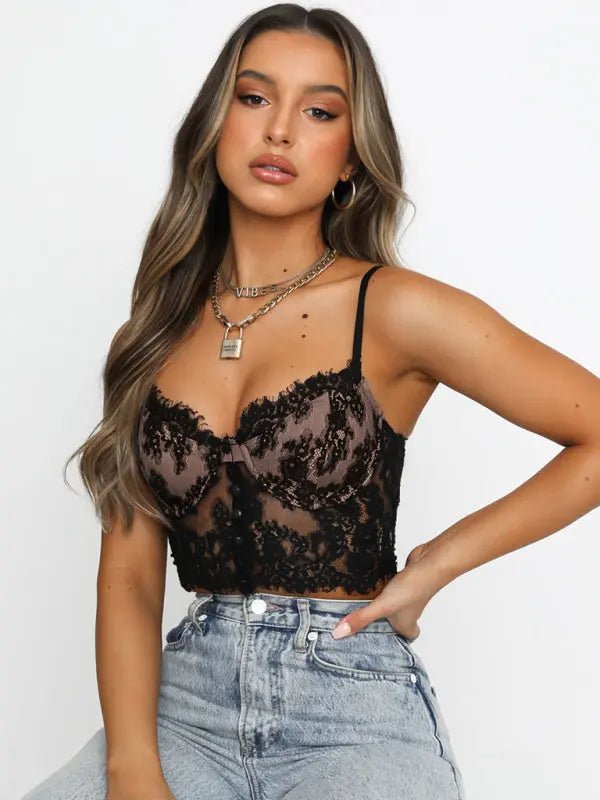 Fantasia - Lace camisole Bustier - Celeste